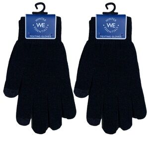 We Texting Touchscreen Gloves 2 Pair Warm Winter Stretchy Knit Black OS Unisex